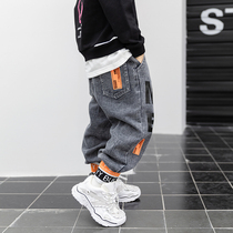 Boy Jeans Autumn Clothing Long Pants Children Spring Autumn Plus Suede Boy Loose Kharen Pants Mens Baby Thickened Pants Tide