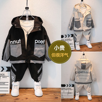Boys autumn clothes suit 2021 new autumn and small children handsome and fashionable clothes childrens clothes spring and autumn two sets of damp