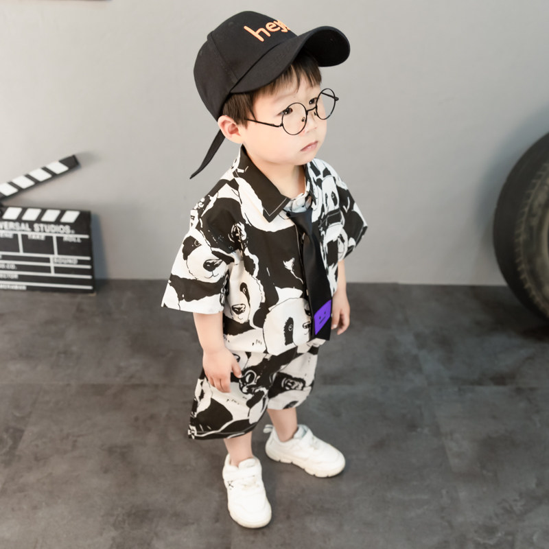 Boys summer short-sleeved suit 2022 summer new children's clothing children's handsome baby Western style fried street clothes tide summer