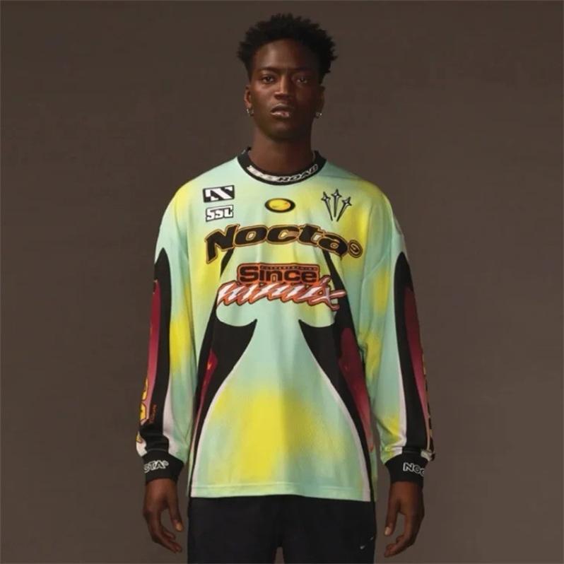 Nocta Collaboration with Drake Motorcycle Racing Suit High Street Style Loose Trendy Brand Classic Rabbit Ins Unisex Long-Sleeve T-Shirt