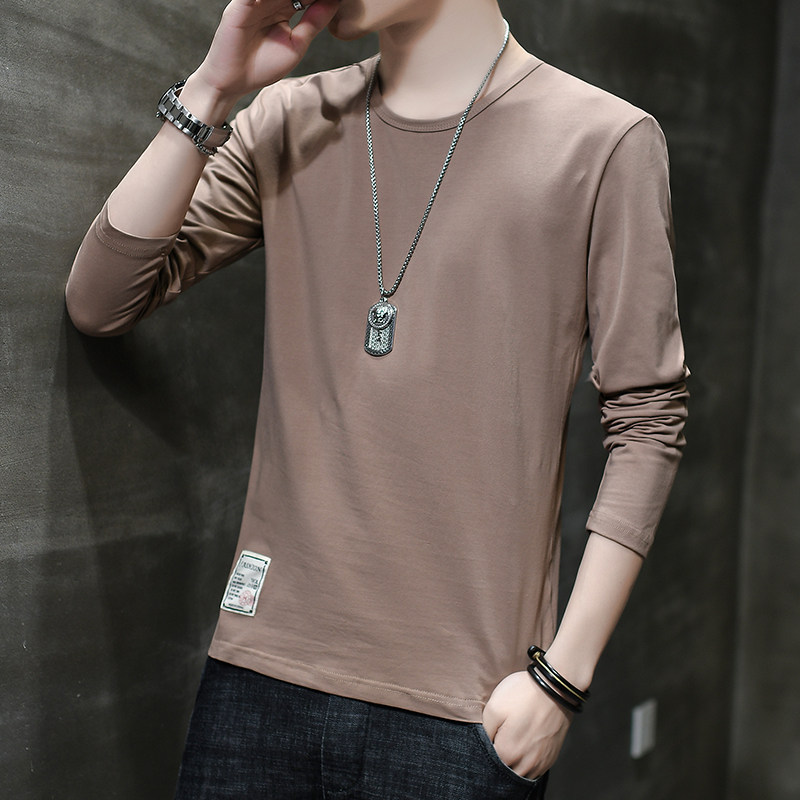 Autumn heating clothing men's single-piece modal cotton bottoming shirt trendy round neck thin section can be worn outside long-sleeved autumn clothes