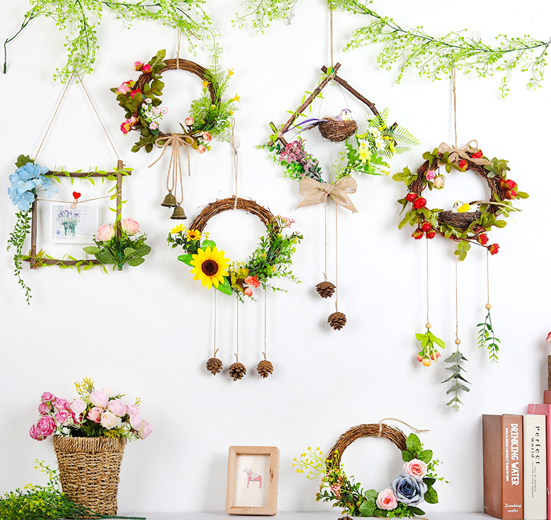 Kindergarten Wall Pendant Branches Decorations Wall-to-wall ring Wound Wall Hanging Accessories Vegetal hangings Milk Tea Shop Folk wall-hanging