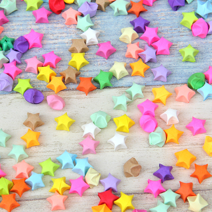 Finished Hand Folded Paper Stars Pure Color Stars Lucky Stars Wish Bottle Stars 520 stars 1314 stars 1314 stars