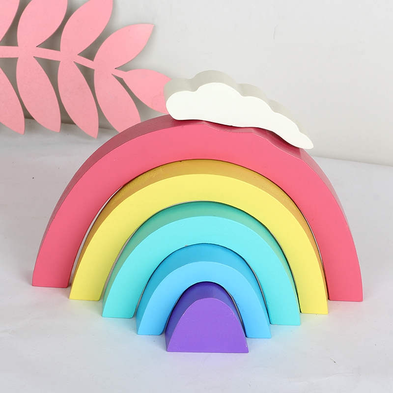 Rainbow ornaments Nordic style wooden rainbow children's building blocks toys wall hanging decoration girl heart ornaments