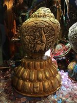Nepal hand carved Indian white sea snail and Qi four Ruitu Fayin Snail Gilt copper conch lotus seat