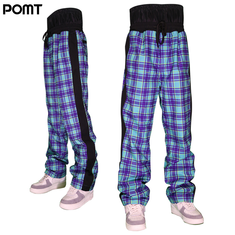Anti-season special price POMT Purple Green Plaid Ski Pants Men and women Waterproof Windproof Warmth with Snow Skirt Veneer double board