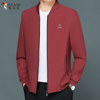 Woodpecker spring and autumn baseball collar middle-aged and elderly men's jacket