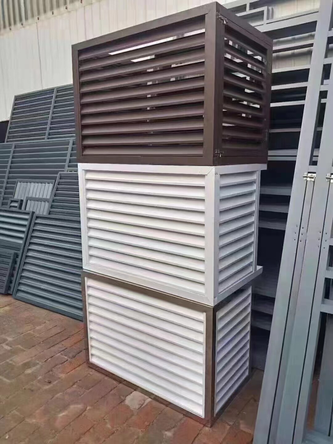 Алюминиевые жалюзи 铝合金百叶窗格栅栏出风口空调外机罩定制外墙防雨百叶排风通风口