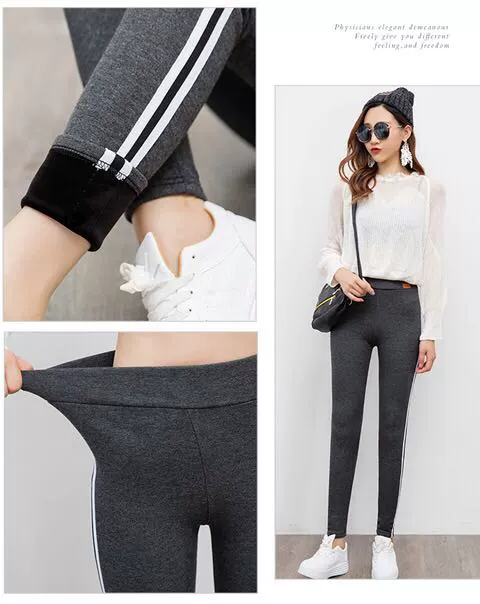 2018 mới thu đông mẹ legging nữ cộng với nhung dày mặc ấm eo cao co giãn chân lớn