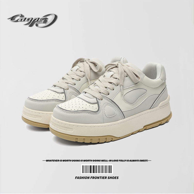 Carpe Diem White Fashionable Casual Sports Thick-Soled Sneakers for Women, Versatile Height-Increasing Shoes for Daily Commuting