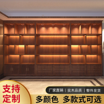 Solid Wood tobacco and alcohol cosmetics tea display cabinet liquor display cabinet products shop bag retro red wine display stand Wooden