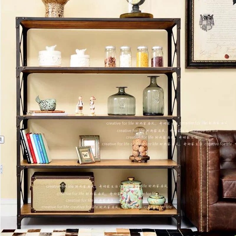 Loft solid wood kitchen shelf floor-to-ceiling multi-layer shelf simple living room compartment creative bookshelf display shelf