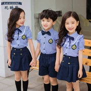 Mùa hè 2019 mới mẫu giáo quần áo lớp tiểu học trẻ em học đại học gió tay ngắn phù hợp với đồng phục học sinh - Đồng phục trường học / tùy chỉnh thực hiện