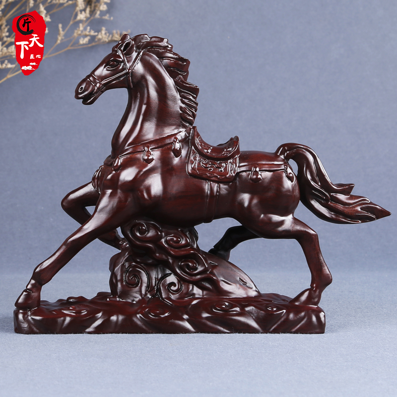 Black Sandalwood Real Wood Carved Horse Pendulum red Trojans duozodiac horse home living room office Decorative Craft Gift Hem Gift