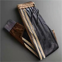 High - end bull cargo winter gold velvet men loose waist double - face suffin warm pants loose plus thick casual pants