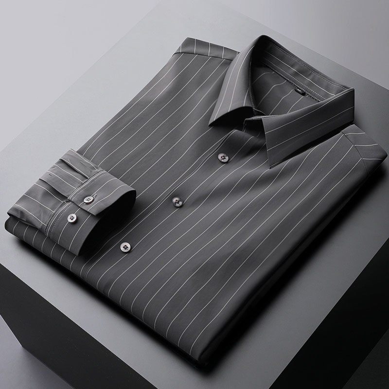 Striped yuppie fan spring mercerized seamless shirt casual shirt men's long-sleeved non-ironing business formal dress shirt men