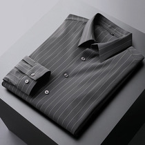 Strip Ya Fan Spring silk light indelible shirt casual shirt male long sleeve free business dress shirt male