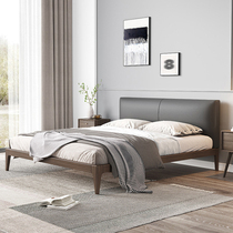 Nordic solid wood bed 1 8 meters small apartment double wedding bed bedroom minimalist leather modern minimalist side single bed