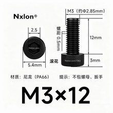 M3×12绝缘黑色尼龙内六角螺丝