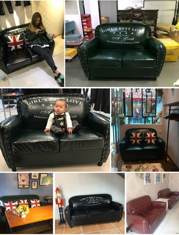 sofa Mỹ châu Âu đơn thanh cafe sofa căn hộ nhỏ vải sofa cửa hàng quần áo cổ điển - Ghế sô pha sofa gỗ nguyên khối