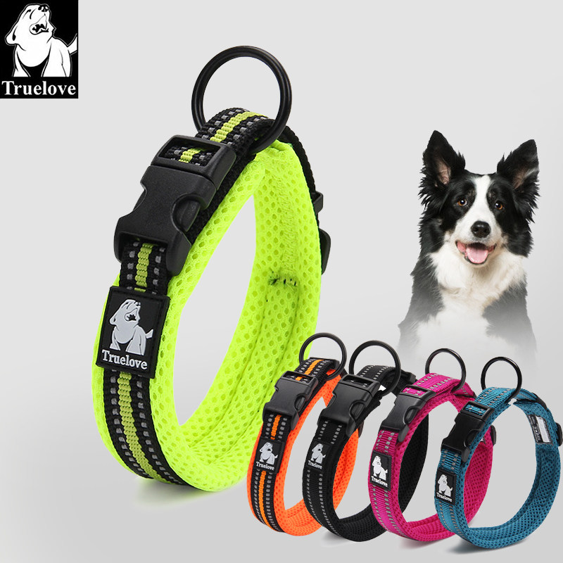 Truelove large dog collar collar soft mesh plus reflective nylon webbing anti-leash golden retriever husky