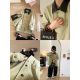 Pu leather lapel splicing wash cotton khaki windbreaker jacket