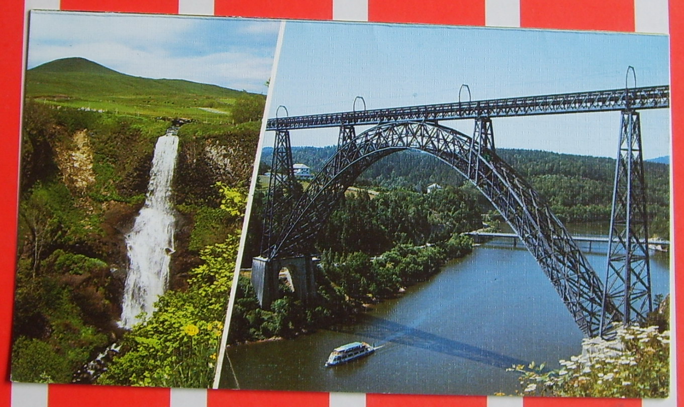 French blank landscape card le viaduc de garabit viaduct waterfall