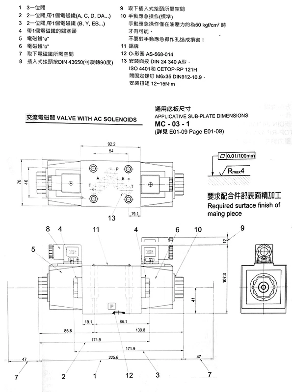 Cụm van đảo chiều thủy lực 4WE10E 10G 10H 10J 10D 10Y ba vị trí bốn chiều 220V 24V