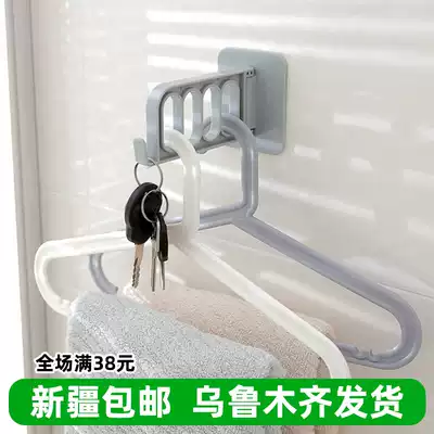Household foldable coat hook multifunction hanger hook storage shelves clothes rack door incognito free adhesive hook