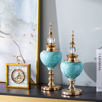 Modern light luxury TV cabinet ornaments home accessories European luxury high-end living room porch American wine cabinet decorations