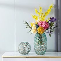 American hydroponic vertical edge geometric glass transparent vase European-style light luxury creative meal living room decorations Vase ornaments