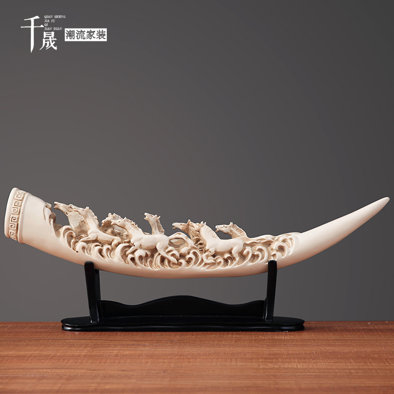 Fortune-making ivory swing piece European-style TV cabinet Xuanguan creative Chinese style modern minimalist artwork Living room Wine Cabinet Ornament