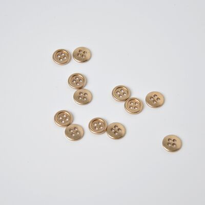 0.9cm/9mm metal zinc alloy four-eye fine edge round edge shirt sweater button, light gold and silver sweater button