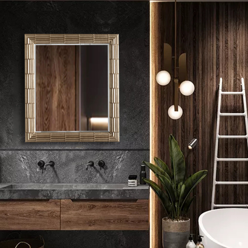 Square Light Luxury Carved Makeup Mirror Bathroom Mirror Decorative Mirror Clothing Store Full Body Mirror Full Body Floor Mirror M421