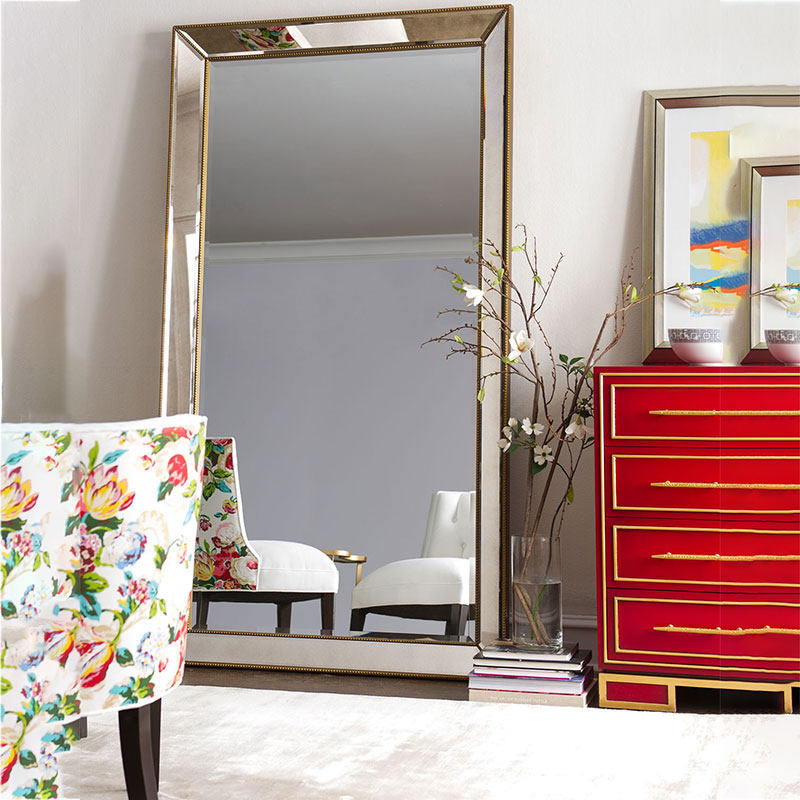 American antique pearl side full body mirror bathroom floor mirror upscale clothing shop full body mirror personality full-body mirror M036