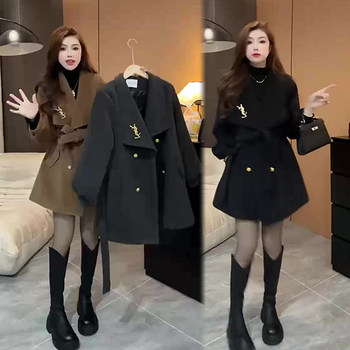 Elegant, fashionable and high-end slim woolen coat