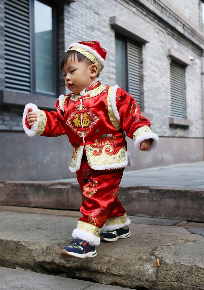 2018宝宝唐装冬男女童保暖棉衣喜庆拜年服婴