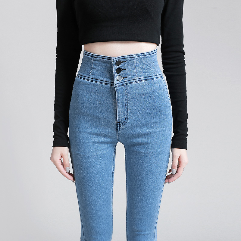 European foreign trade bill! Belly jeans women autumn and winter high waist stretch tightness slim slim slim small foot pencil pants