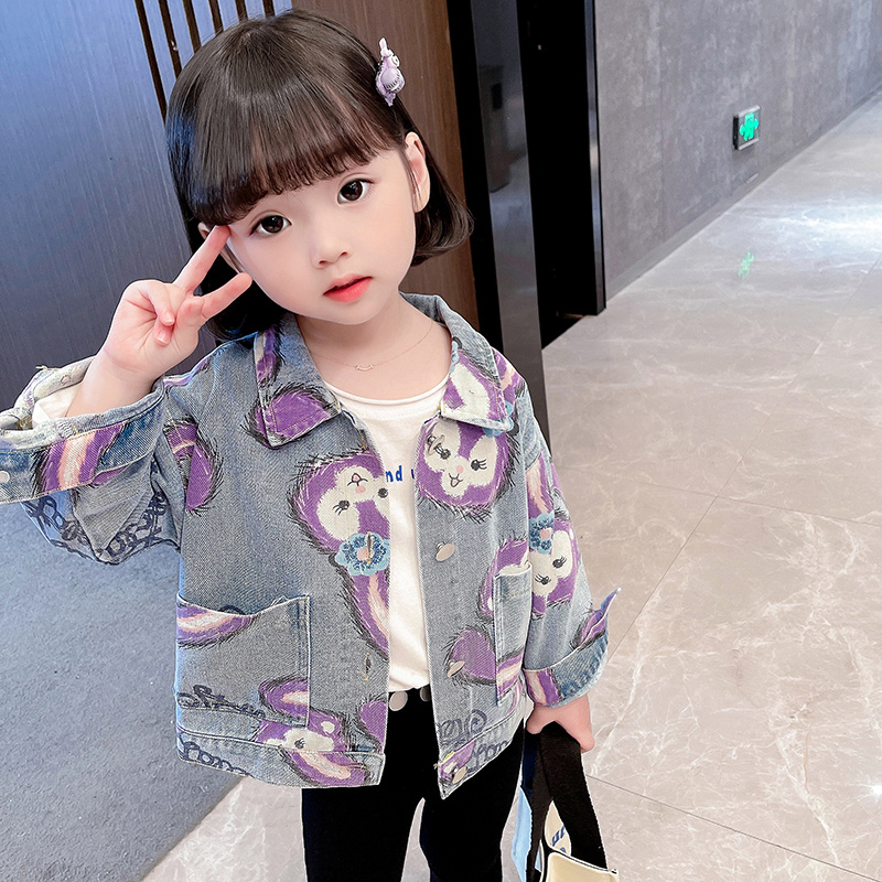 Girls' denim jacket spring and autumn 2021 new fashionable clothes children's net red autumn Western style denim clothes children's clothing trend