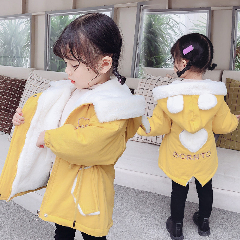 Girls' fleece coat autumn and winter thickened cotton clothes 2022 new baby girl winter clothes cotton clothes Western style children's pie to overcome