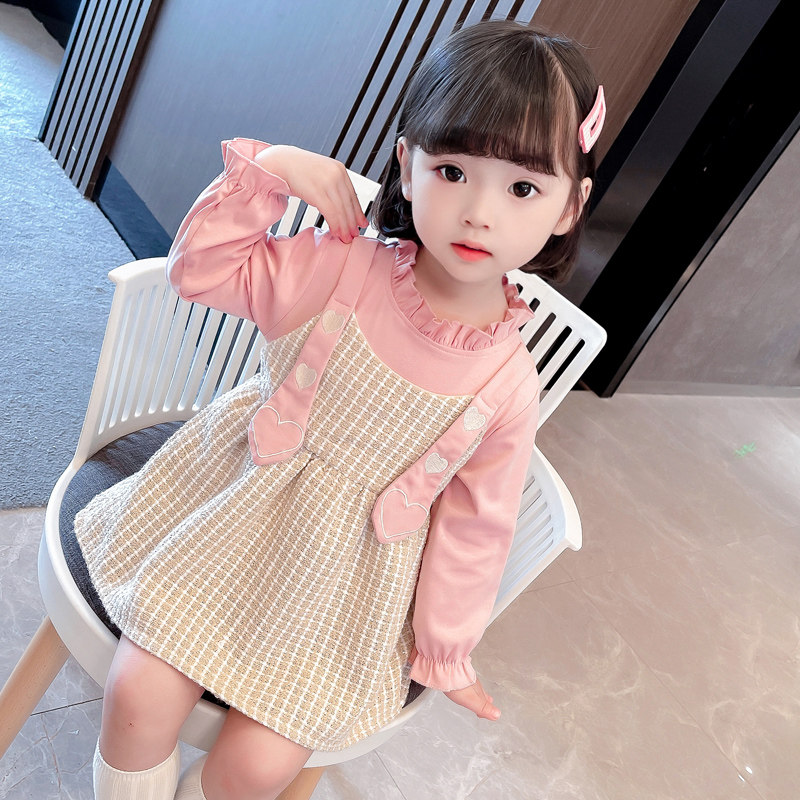 Girls' little fragrant wind dress 2023 autumn new long-sleeved baby children's foreign style Korean princess skirt fashionable