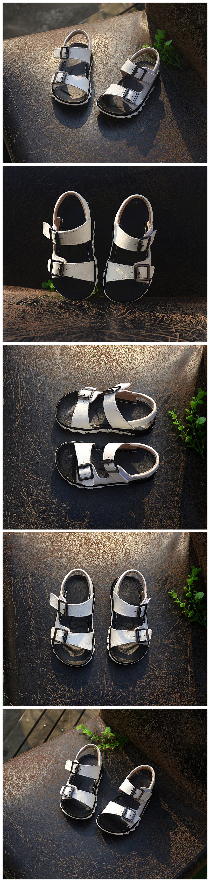Sandales enfants en cuir orteil pour été - semelle autre - Ref 1052709 Image 8