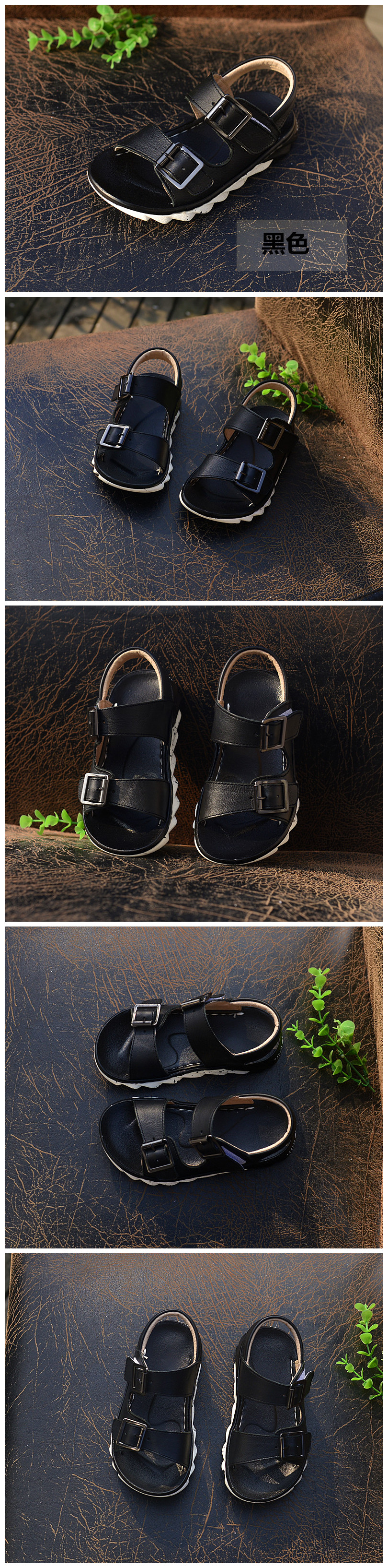 Sandales enfants en cuir orteil pour été - semelle autre - Ref 1052709 Image 9
