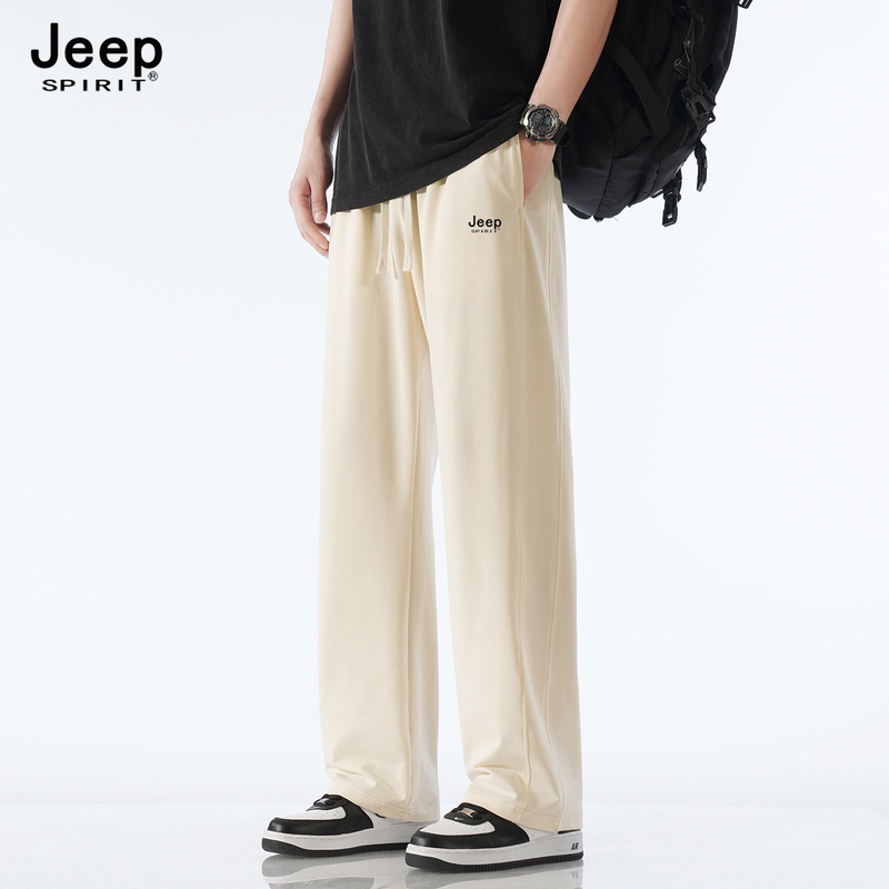 Jeep Men's Summer Thin Casual Pants Loose Wide-Leg Straight Pants Cotton Breathable Sweatpants Jeep Men's Summer Thin Casual Pants Loose Wide-Leg Straight Pants Cotton Breathable Sweatpants