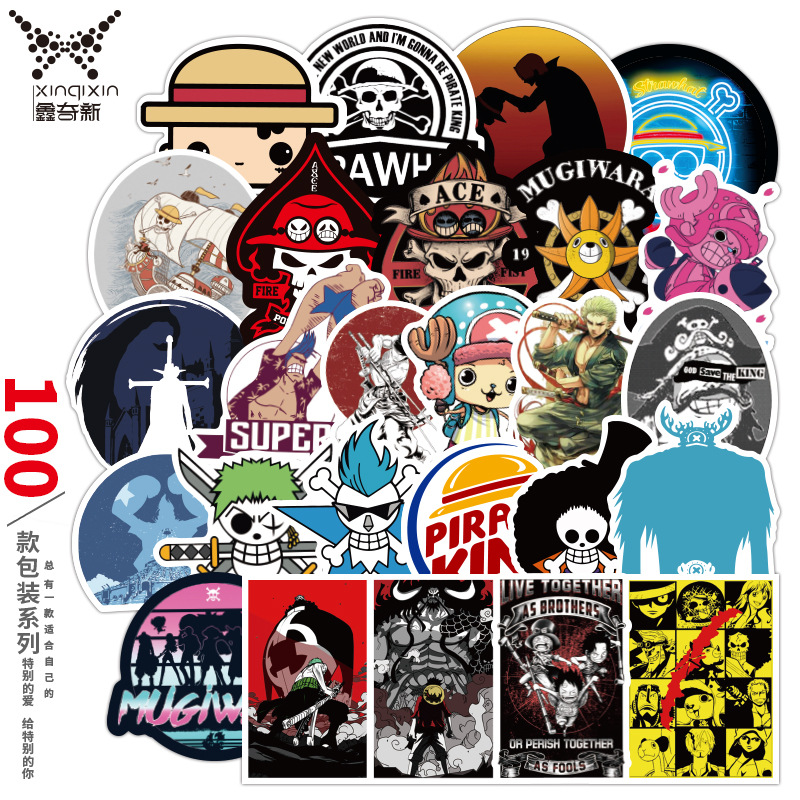 Sea thief Wang Fire Shadow Dragon Everest Edged Heroes College Animated and Painted Waterproof Suitcase Stickers 100 Zhang