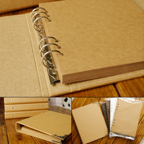 Simple unprinted vintage kraft paper shell 6-hole binder sketch creative hand account Diary note notebook