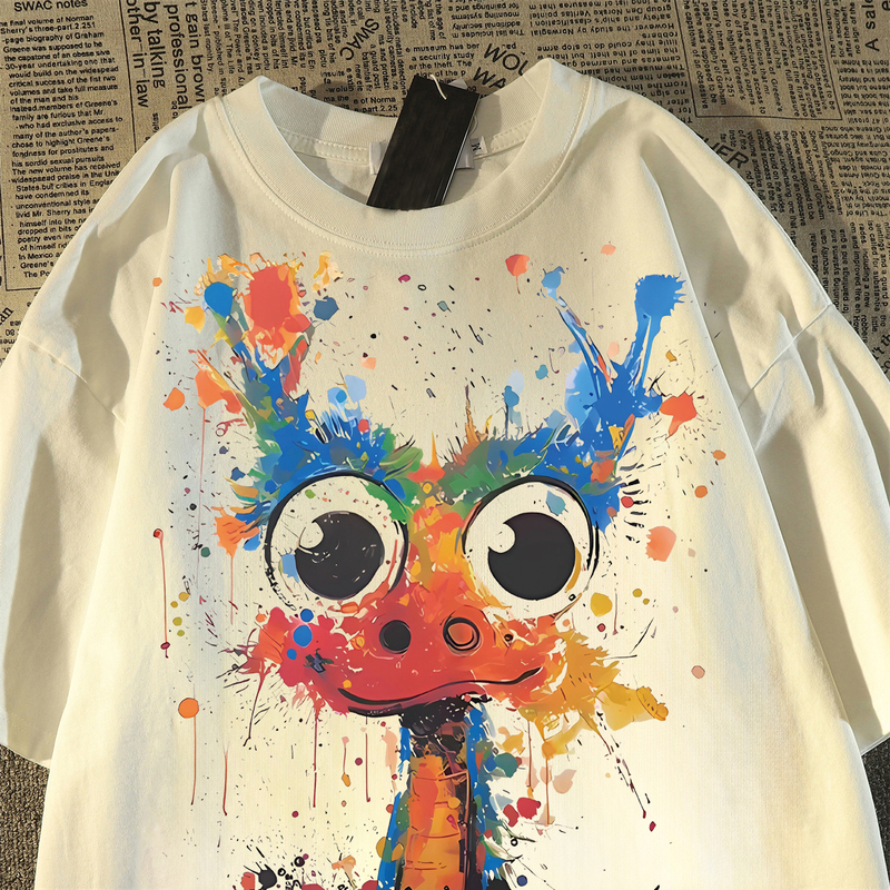 American Retro Graffiti Dragon Pure Cotton Short-Sleeve T-Shirt for Men and Women 2026 New Loose Vintage Trendy Brand Half-Sleeve Top