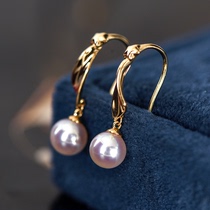 Wing | starry rain 18k gold Akoya pearl solid ear hook with gentle and extremely light small light bulb