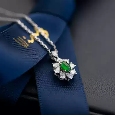 Wing｜Lingji 18k diamond-set natural a-goods emerald necklace High Bingyan Green imperial green