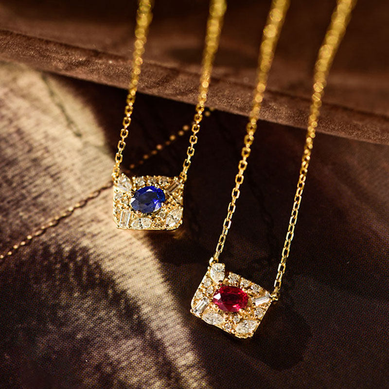 Wing | Red Coral Pale Sea 18k Red Treasure Blue Treasure Diamond Neckline Fire Red Coral Quiet Sea